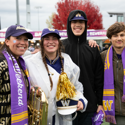 Huskies in UW-branded clothing